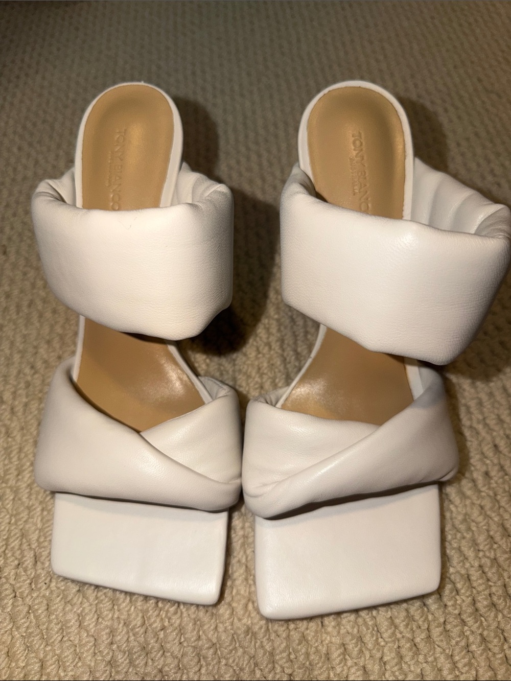 Tony Bianco White Padded Double-Strap Heels